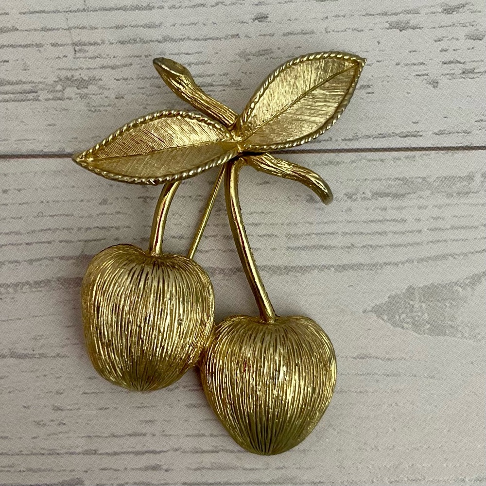 Vintage Sarah Coventry Gold-Toned Double Cherry Pin